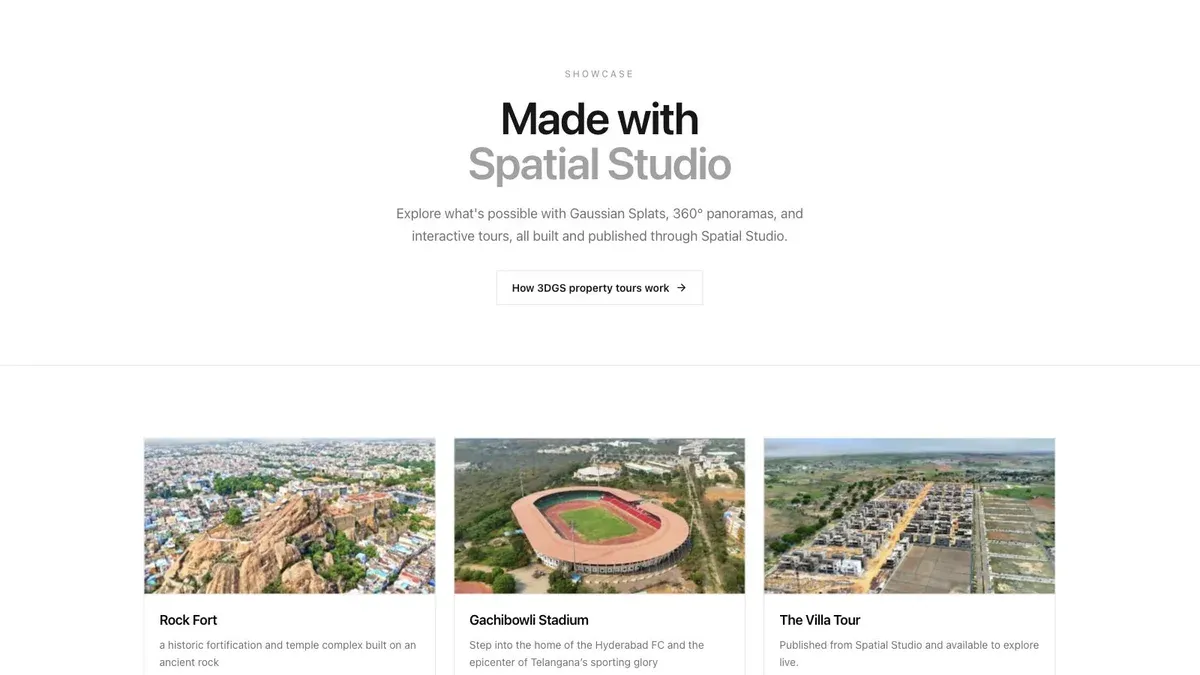 A showcase grid lets buyers or clients scan several finished tours before opening one.